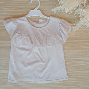 Camiseta algodón volante brocado